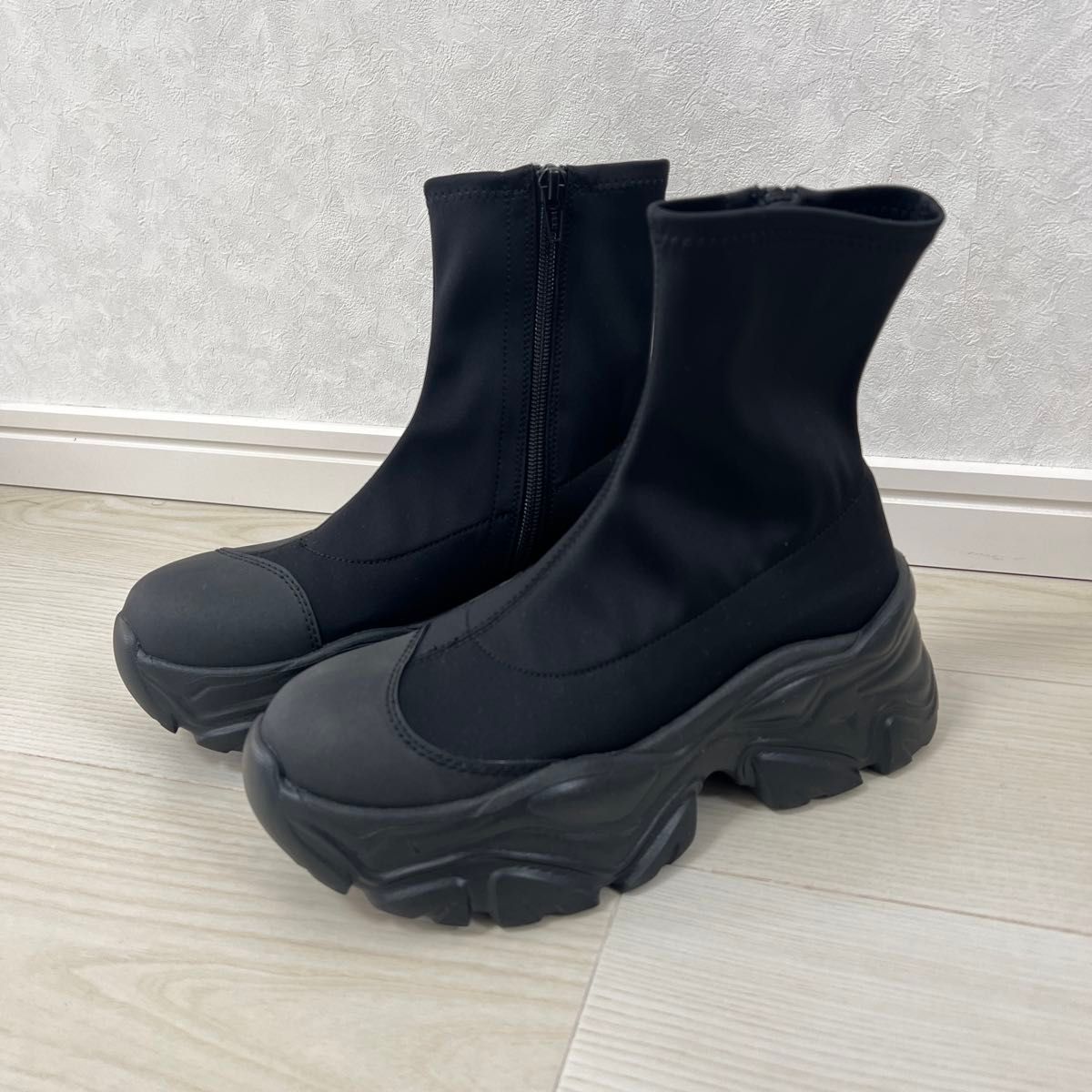 JEANASIS 厚底 ストレッチスニーカーブーツ ブラック M|Yahoo JEANASIS 厚底 ストレッチスニーカーブーツ ブラック M|Yahoo