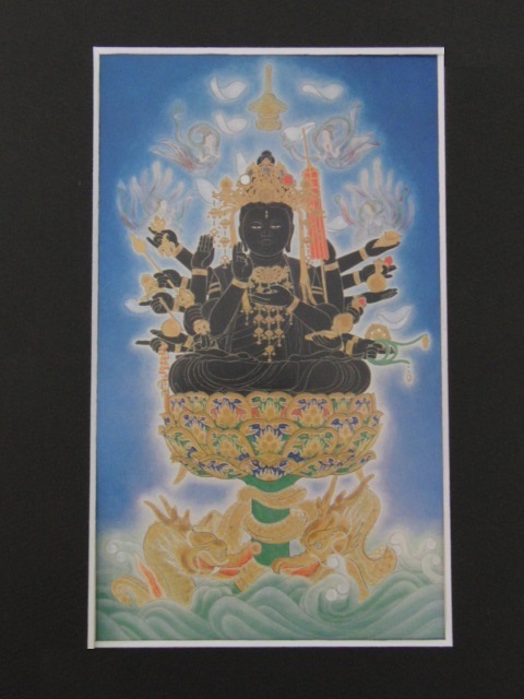  Maruyama stone root,[ deep snowy mountains on .. temple .... sound bodhisattva image ], rare large size frame for book of paintings in print .., beautiful goods, day person himself painter, new goods frame attaching, postage included 