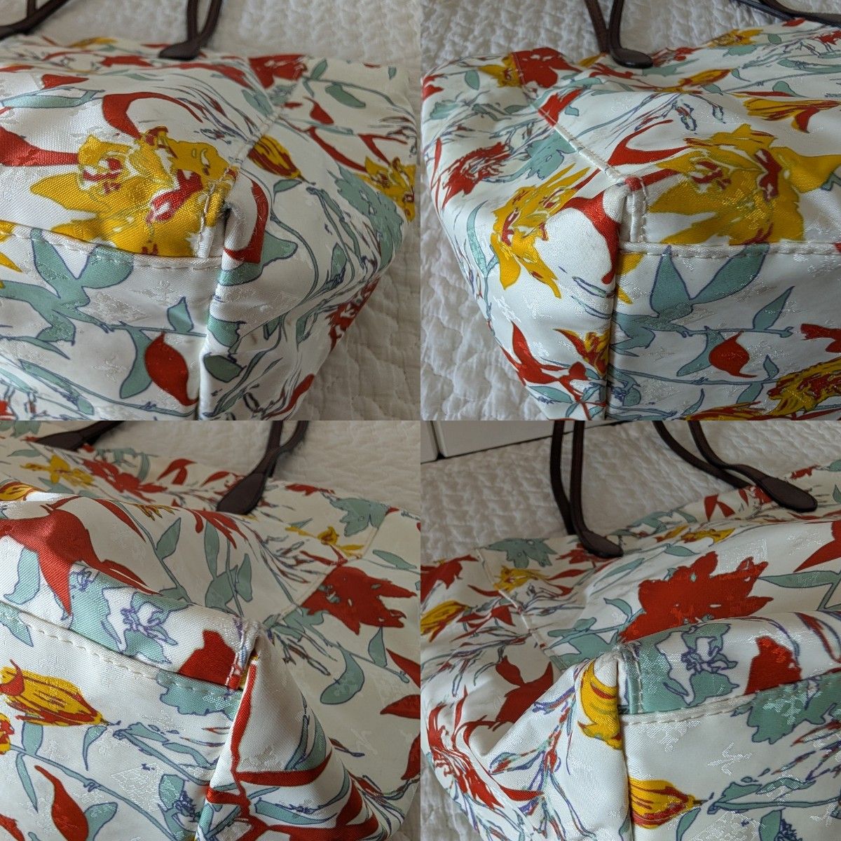 russet ラシット トートバッグ ナイロン 肩掛け 百合 花柄 russet ラシット トートバッグ ナイロン 肩掛け 百合 花柄