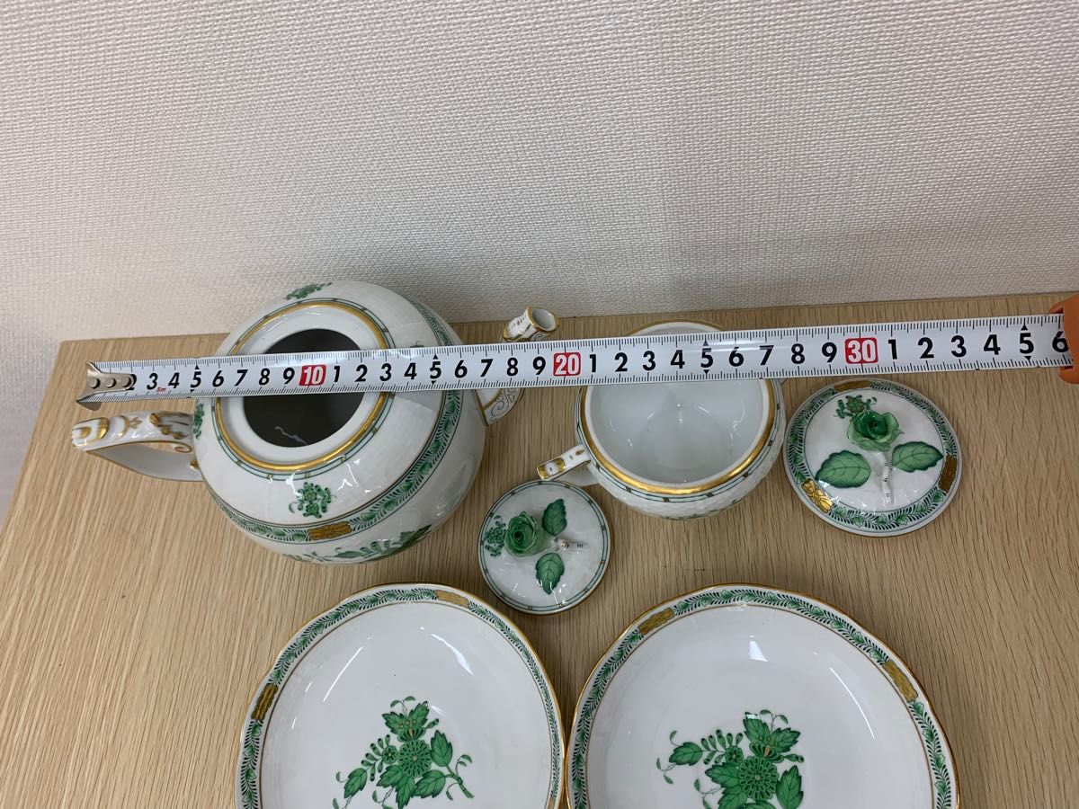 HEREND HVNGARY HANDPAINTED 7点 ティーポット カップ ソーサー HEREND HVNGARY HANDPAINTED 7点 ティーポット カップ ソーサー
