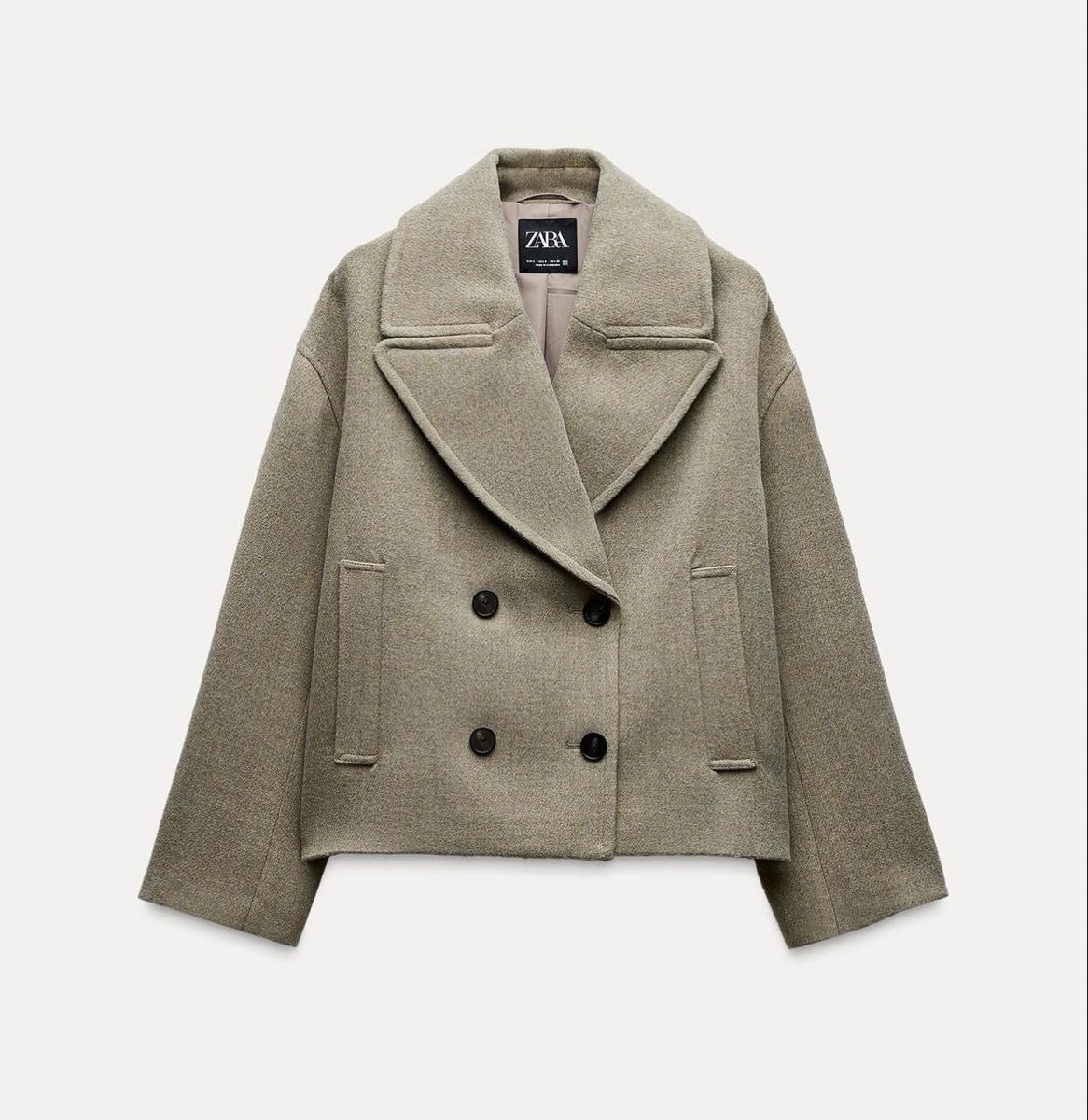 ZARA ショート丈ダブルブレストコート ミンク Lサイズ 新品タグ ZARA ショート丈ダブルブレストコート ミンク Lサイズ 新品タグ