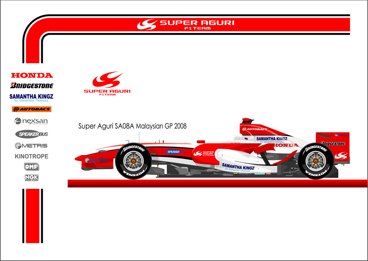 スーパーアグリ 佐藤琢磨 SA08マレーシア仕様 F1イラスト|Yahoo スーパーアグリ 佐藤琢磨 SA08マレーシア仕様 F1イラスト|Yahoo