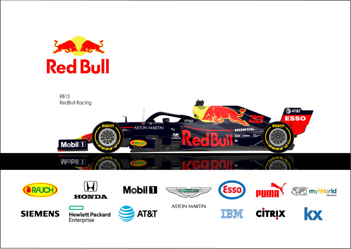 Paypayフリマ レッドブル ホンダ Rb15 F1イラスト フェルスタッペン アルボン ガスリー