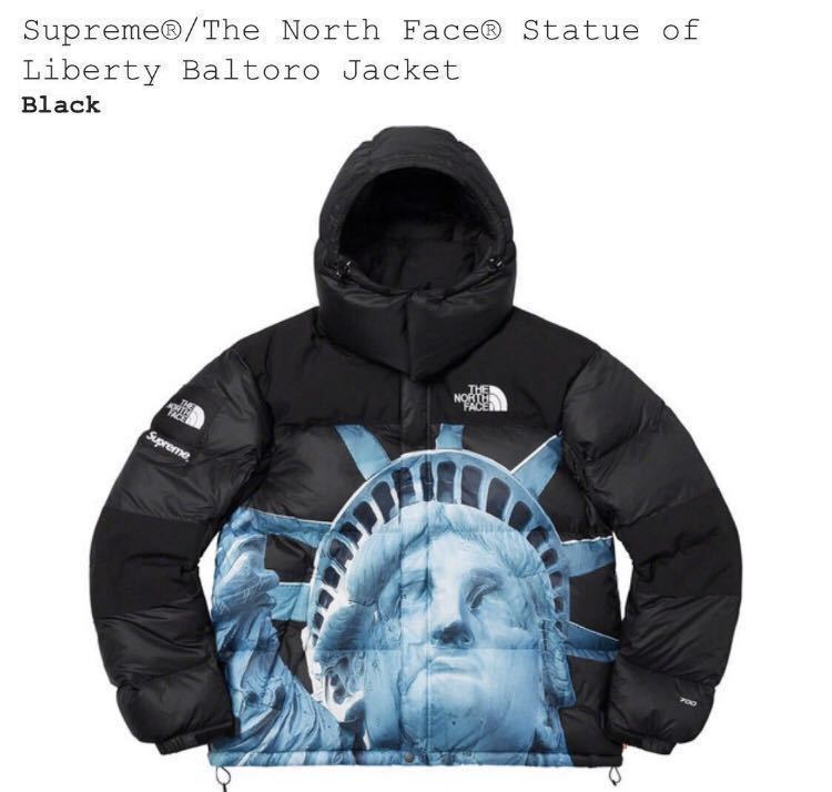 19AW国内正規品 女神 S SUPREME THE NORTH FACE シュプリーム ノースフェイス STATUE OF LIBERTY BALTORO JACKET バルトロ ダウン BLACK 黒_画像1