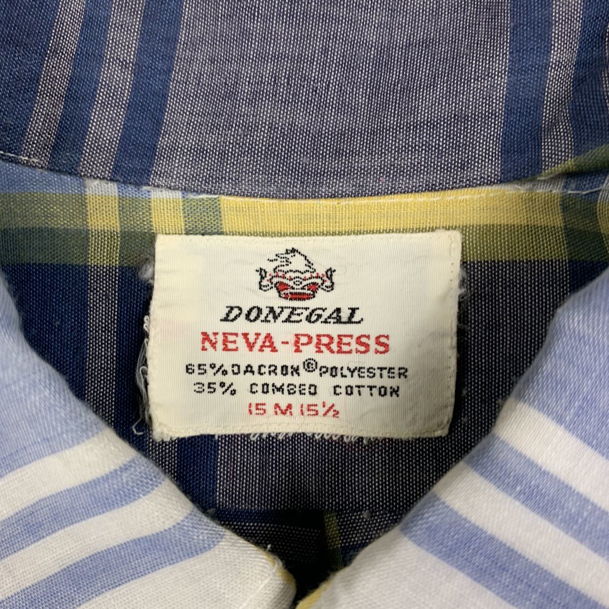 60s DONEGAL ビンテージ ボックス シャツ 半袖 size M 古着 ボタンダウン チェックシャツ チェック柄 半袖シャツ