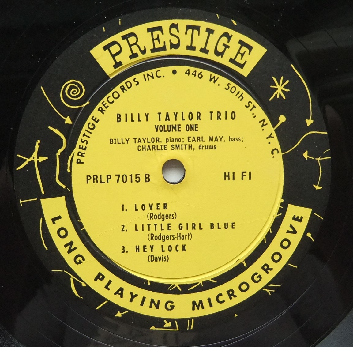◆ BILLY TAYLOR Trio Vol.1 ◆ Prestige PRLP 7015 (yellow:NYC:dg) ◆ V_画像4