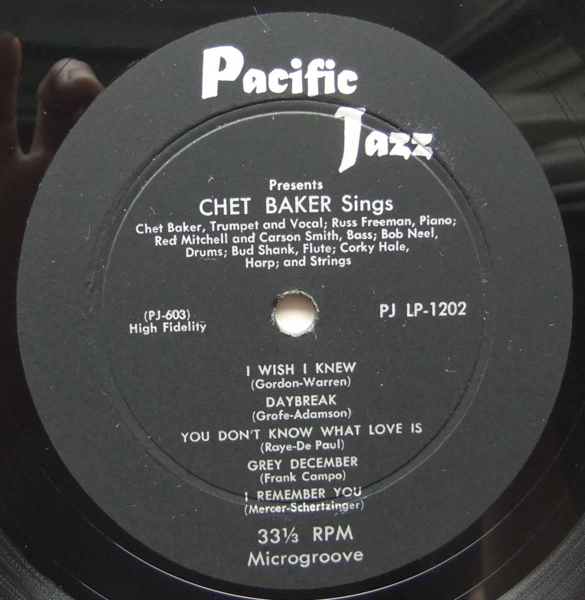 ◆ CHET BAKER / Sings And Plays ◆ Pacific Jazz PJ-1202 (black:dg) ◆ V_画像4