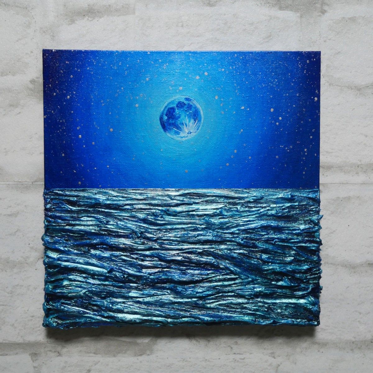 油絵 油彩 油彩画 絵 絵画 SM号【青い満月】 油絵 油彩 油彩画 絵 絵画 【青い満月】 絵画