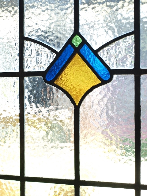 # античный витражное стекло 12149 большой размер голубой & желтый простой Британия Англия окно дверь салон .#