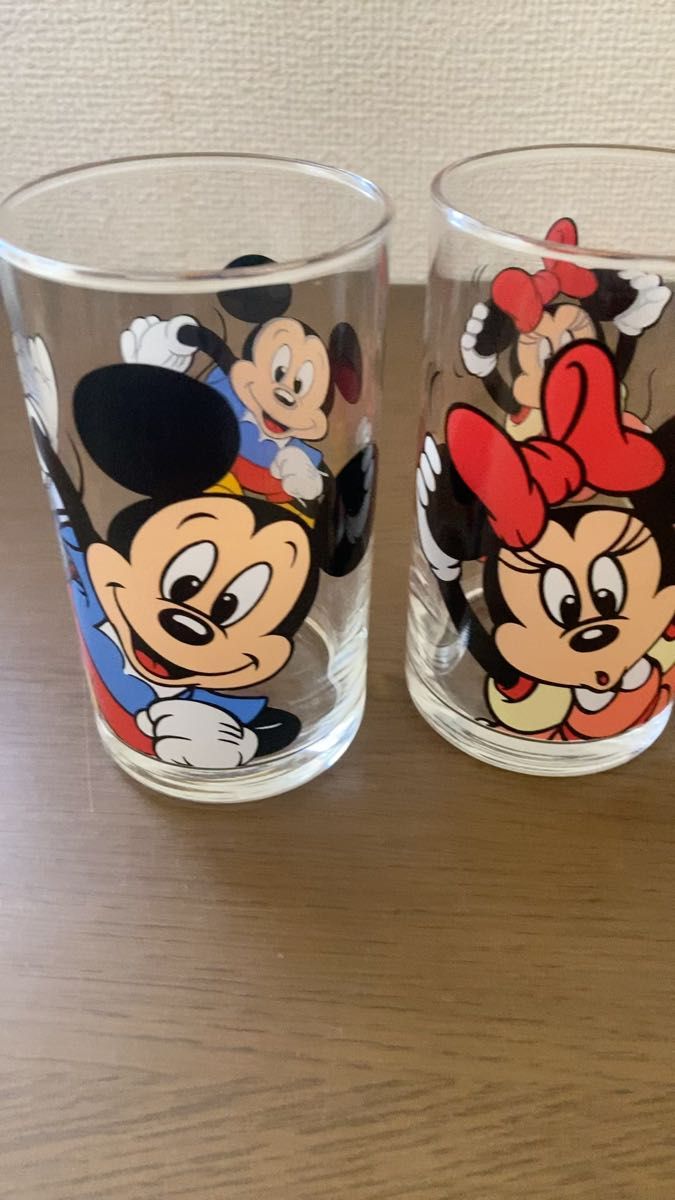 昭和レトロ レア ヴィンテージ ディズニー ミッキー ミニー ペアグラス コップ