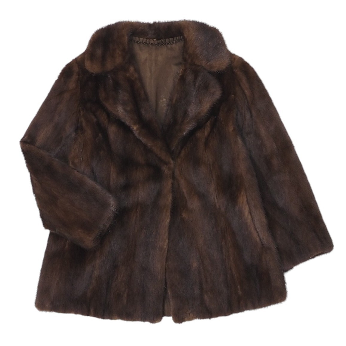 GR1426▲最高級毛皮 デミバフミンク 逆毛衿 ファーコート/ファージャケット MINK リアルファー ブラウン系 サイズ13_画像1