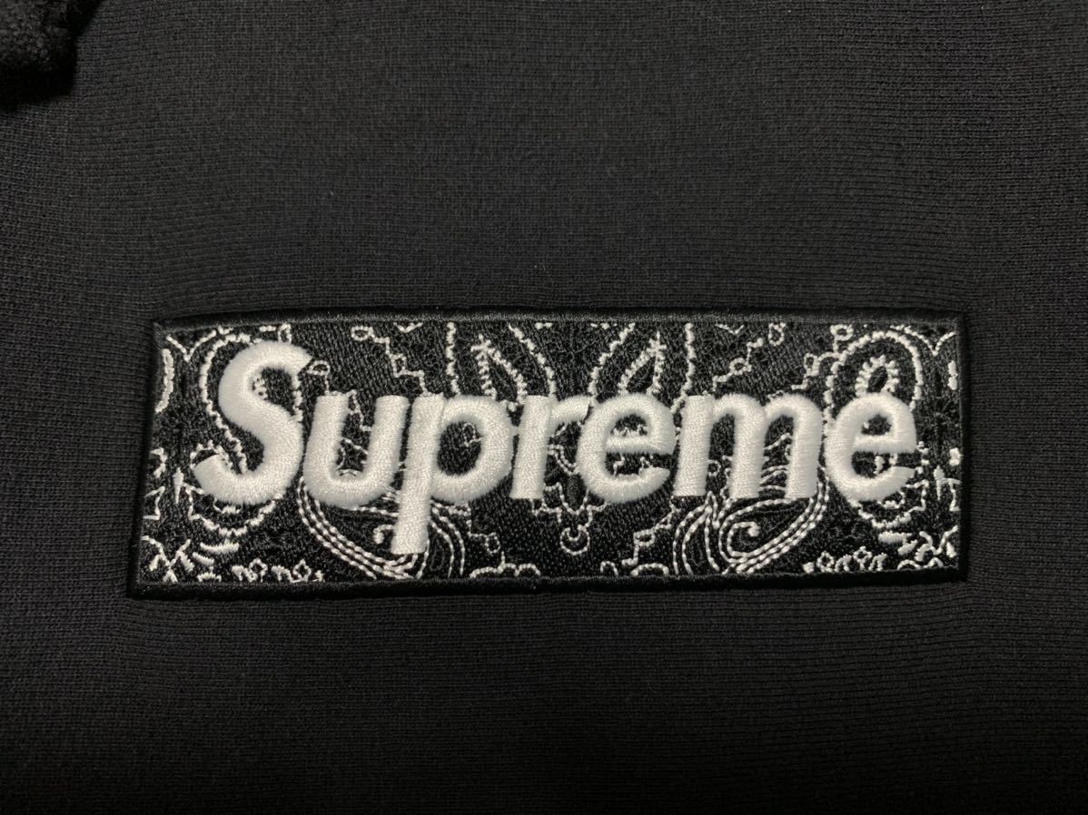 XL Supreme Bandana Box Logo Hooded Sweatshirt Black XLarge 19FW シュプリーム バンダナ ボックス ロゴ ブラック 黒 パーカー 19AW 中古