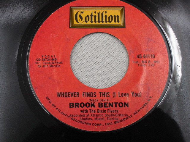 【SOUL７”】BROOK BENTON / WHOEVER FINDS THIS ( I LOVE YOU )、HEAVEN HELP US ALL_画像2