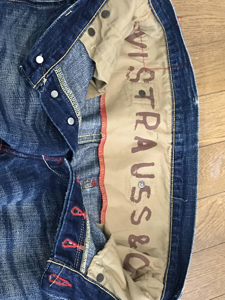 ※ LEVI'S リーバイス R1024-57 J09A セルビッチ シンチバックボタンフライデニムパンツ麻混 濃いインディゴ日本製 30 　 　 BJBJ.B_画像7