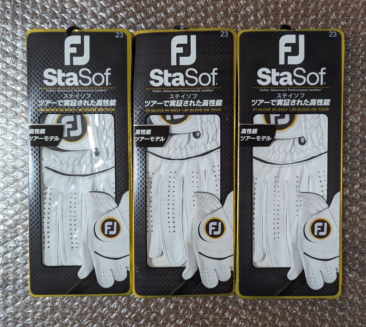新品 3個セット フットジョイ ステイソフ ゴルフグローブ 左手装着 新品 3個セット フットジョイ ステイソフ ゴルフグローブ 左手