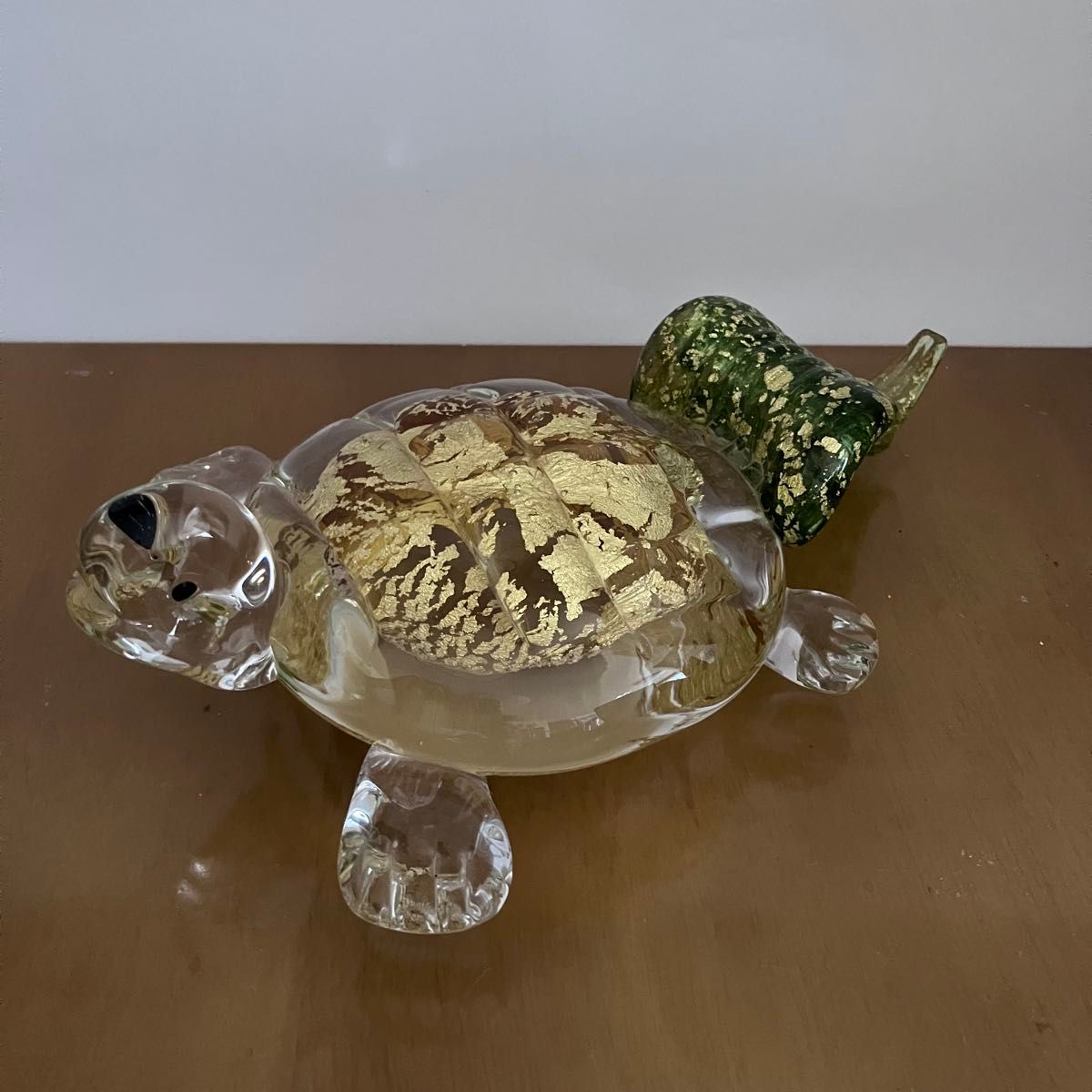 粋工房 博多びーどろ カメ 亀 置物 ガラス 金箔入り 硝子細工 オブジェ インテリア 縁起物