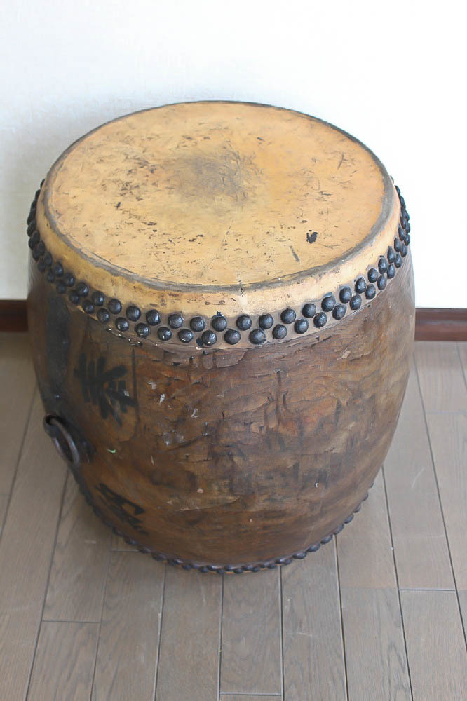 宮本卯之助 東京市時代 打面直径約40cm 長胴太鼓 骨董和太鼓 ya－日本