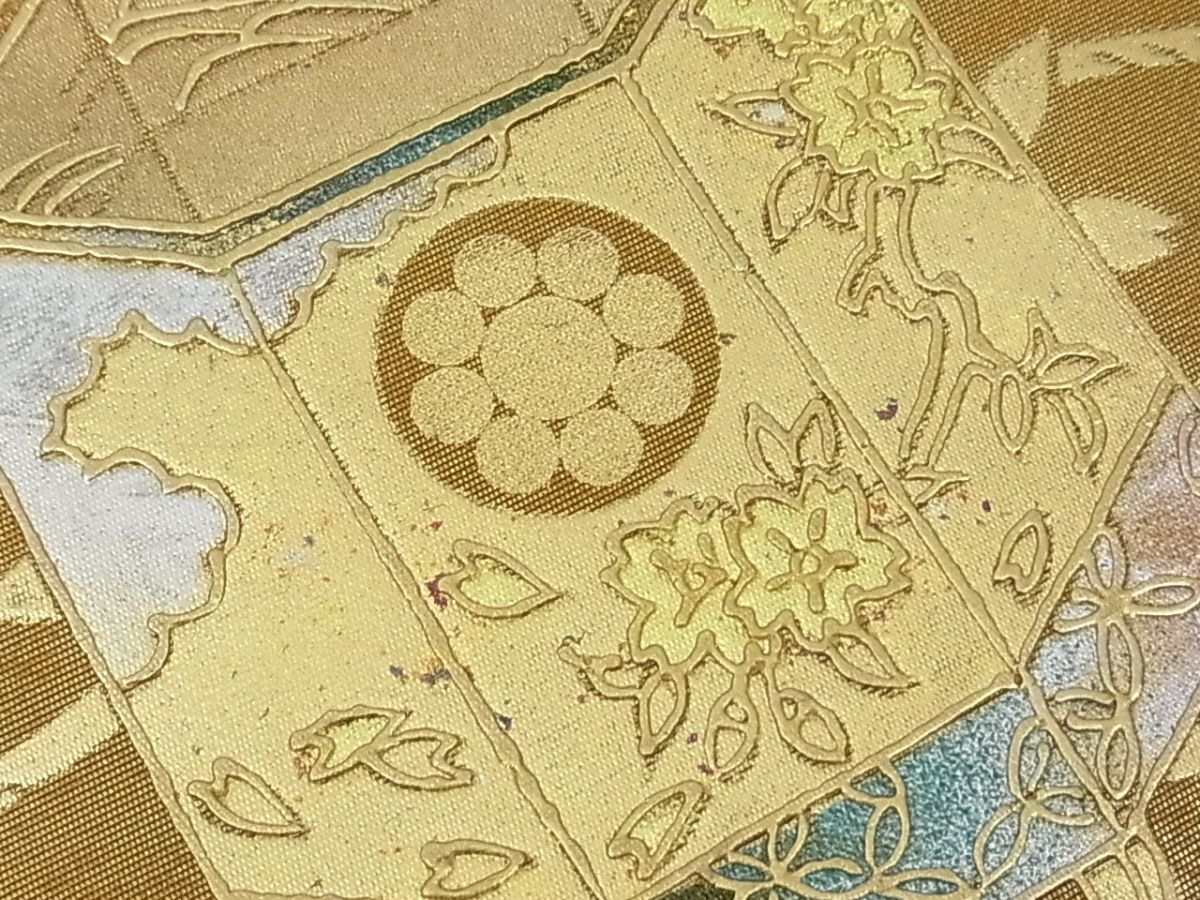 eふれんず◇【金彩の魔術師 伝統工芸士 堀省平】太鼓柄袋帯 貝 eふれんず◇【金彩の魔術師 伝統工芸士 堀省平】太鼓柄袋帯 貝