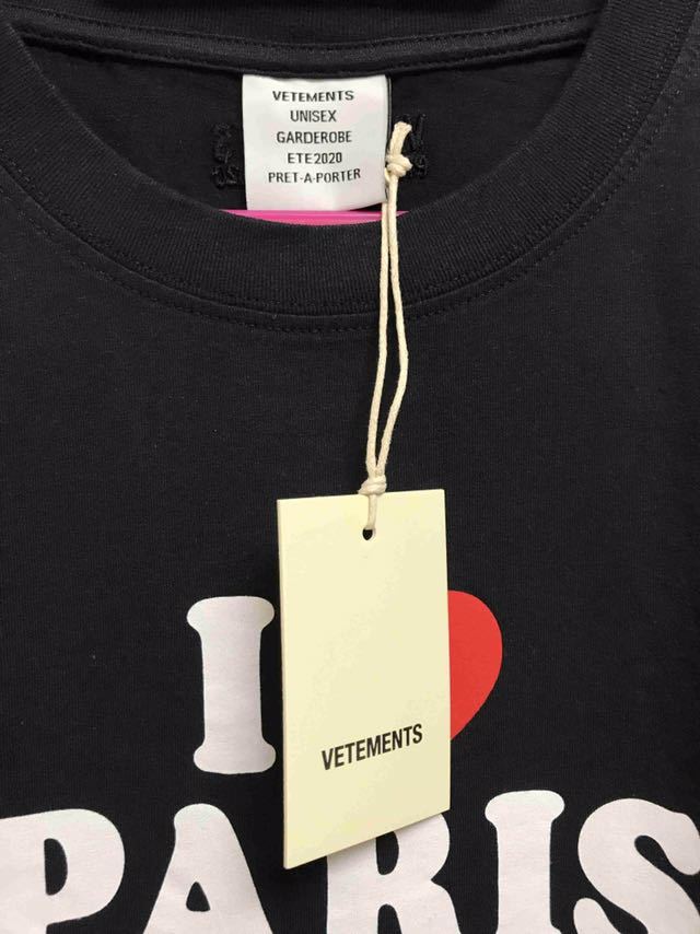 正規新品 20SS VETEMENTS ヴェトモン I LOVE PARIS パリ オーバーサイズ Tシャツ 黒 XS_画像6