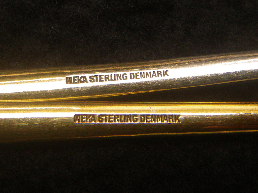 Denmark Sterling Silver Enamel goldplate　mocha　Demitasse spoon 2pcs　スターリング　銀製　赤青　七宝　モカ　デミタス　スプーン_画像9