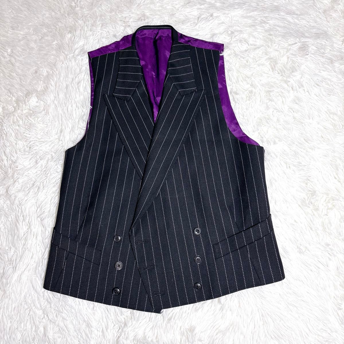 美品 TAILOR&CUTTER 有田一成 スーツ オーダー ストライプ 紫 美品 TAILOR&CUTTER 有田一成 スーツ オーダー ストライプ 紫