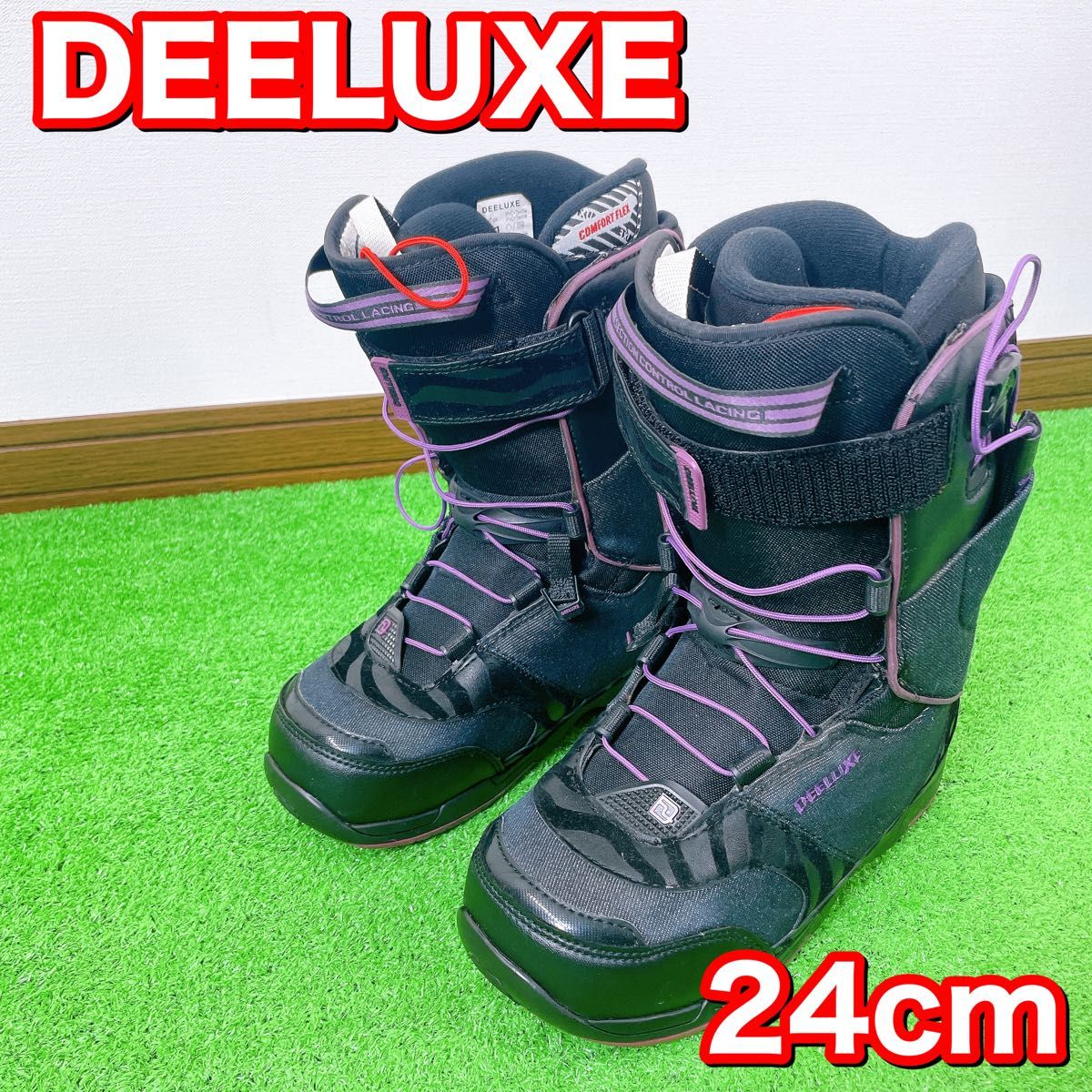 DEELUXE Alpha Lara CF 24.0 迷彩柄ブラックパープル ディーラックス 24cm レディース スノボ ブーツ