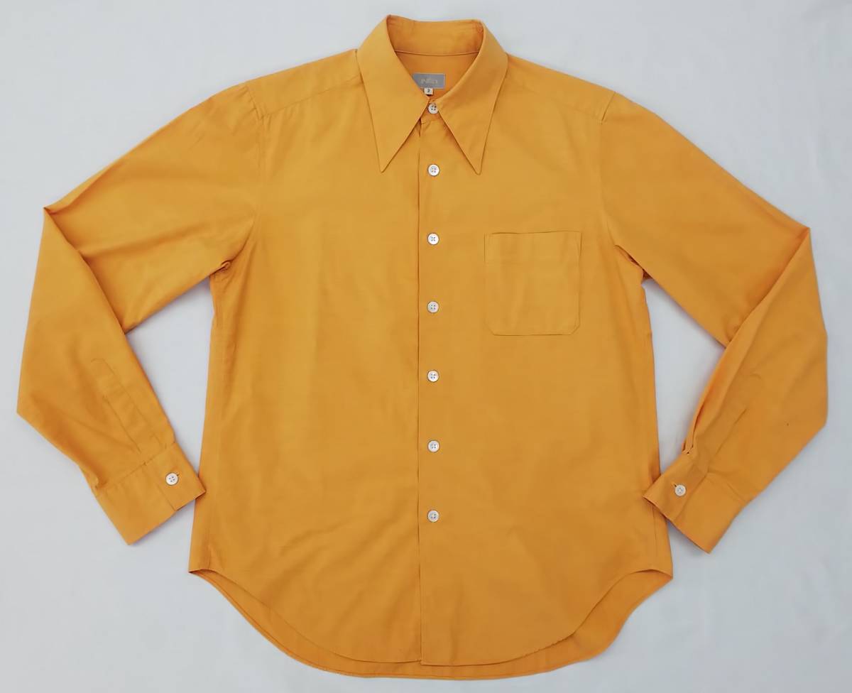 【日本製】INED　サイズ2　イネド　長袖シャツ　オレンジ　シャツ　レディース　綿100％　重ね着　春色　古着　＃1575_画像1