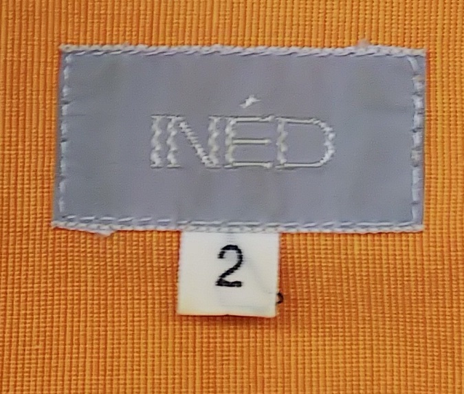 【日本製】INED　サイズ2　イネド　長袖シャツ　オレンジ　シャツ　レディース　綿100％　重ね着　春色　古着　＃1575_画像4
