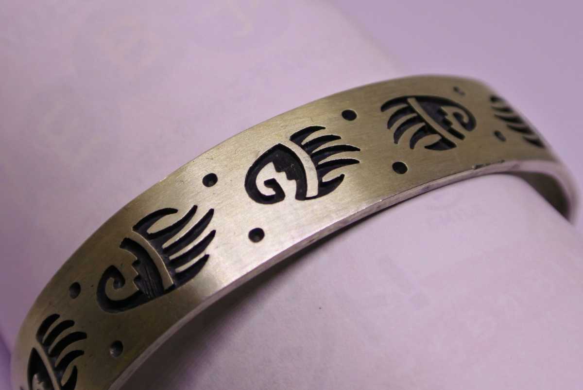 usa Indian jewelry sterling silver 925 bear nail Bear pau sun mask here peli bracele bangle ho piHOPI hand made 34g width 12.5mm