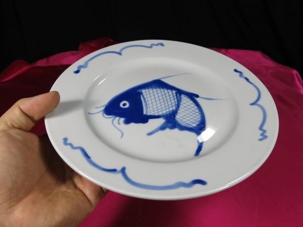 魚紋染付皿　中国 磁器　made in china_画像3