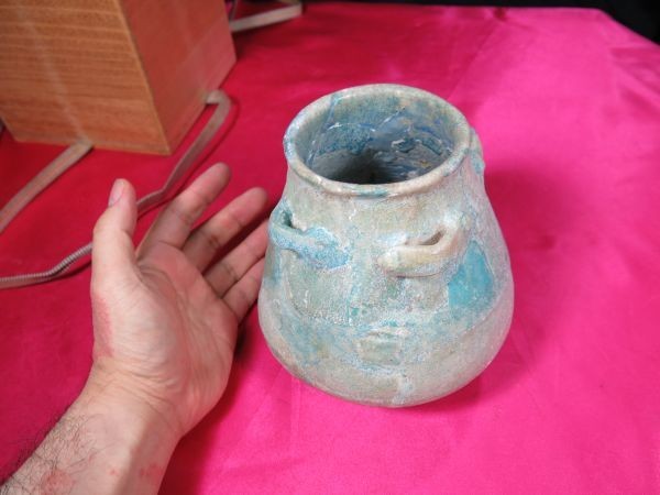 ペルシャ緑釉四耳壺 12世紀　陶器　遺跡発掘品_画像6