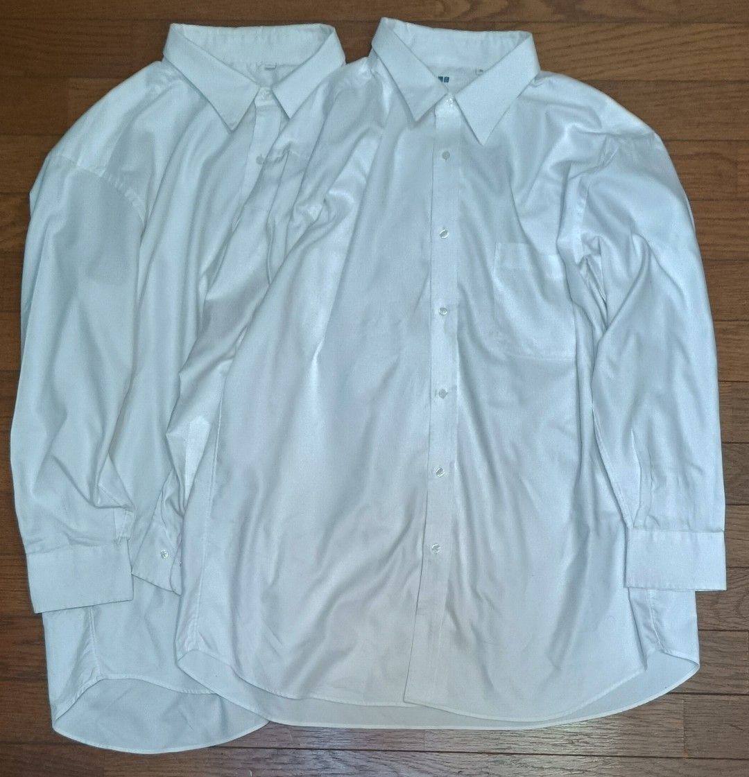 ユニクロ MEN ファインクロスブロードシャツ 2着 綿100% 3XL 首 ユニクロ MEN ファインクロスブロードシャツ 2着 綿100% 3XL 首
