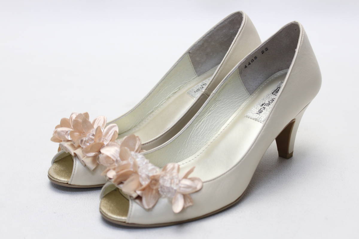 MICHEL KLEIN натуральная кожа цветочный открытый туфли-лодочки (22cm) прекрасный товар 
