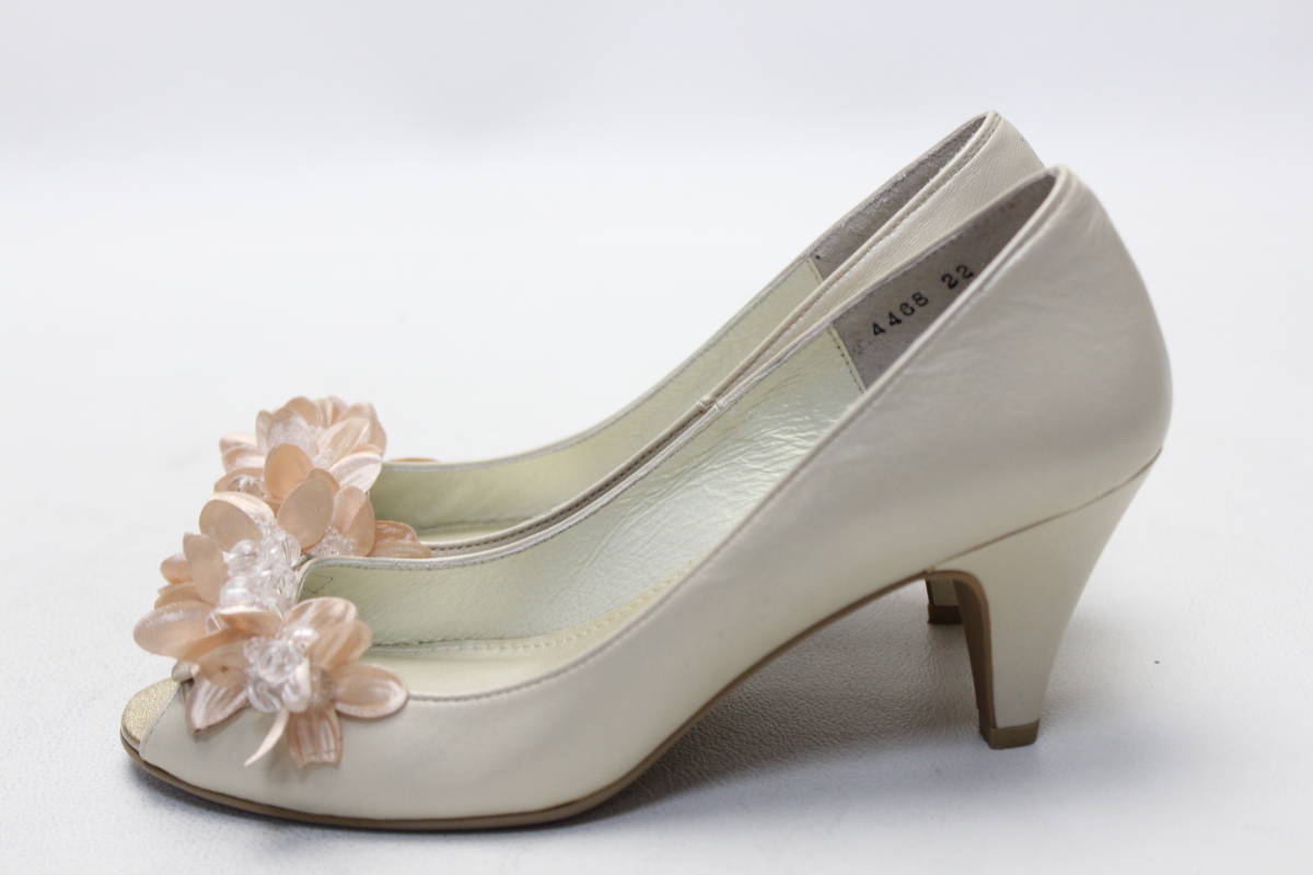 MICHEL KLEIN натуральная кожа цветочный открытый туфли-лодочки (22cm) прекрасный товар 