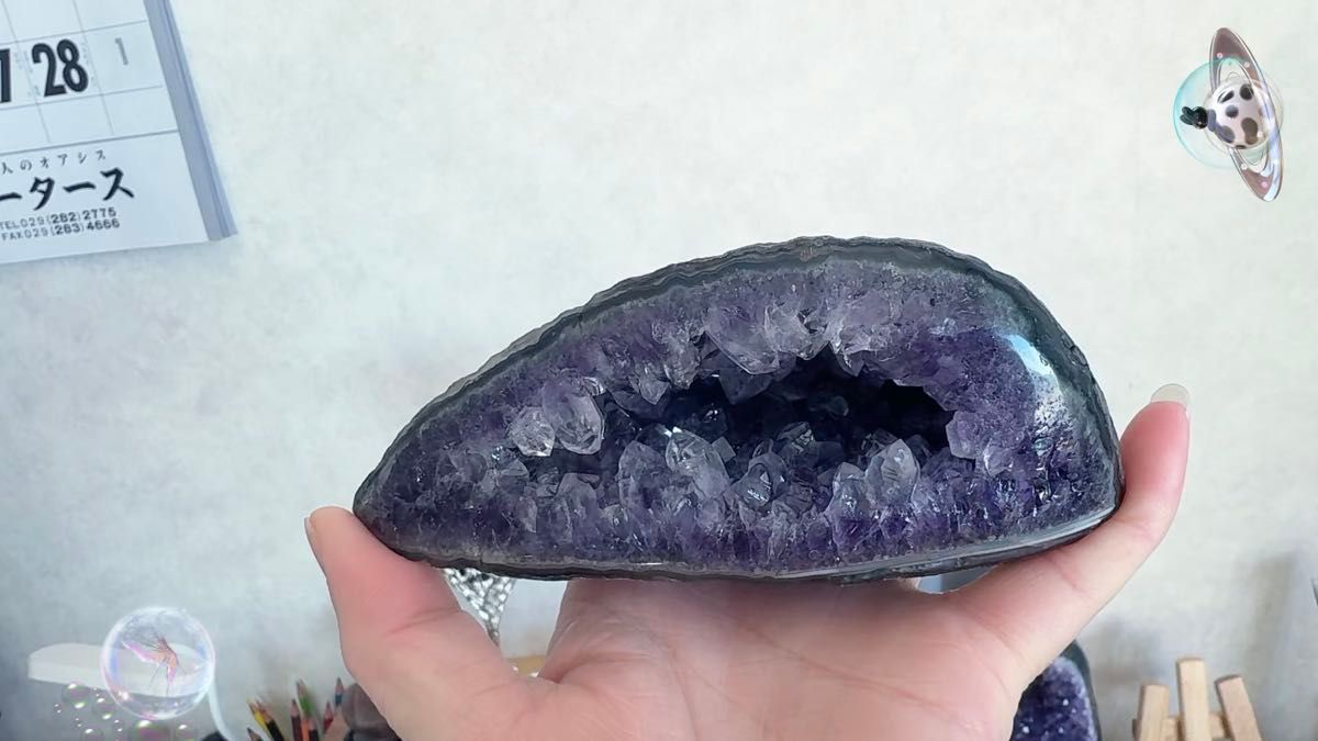 SS-0137 天然石 アメジスト クラスター 金銭袋 紫水晶 原石 浄化 鉱石 ドーム 置物 一点物 パワーストーン 金銭運