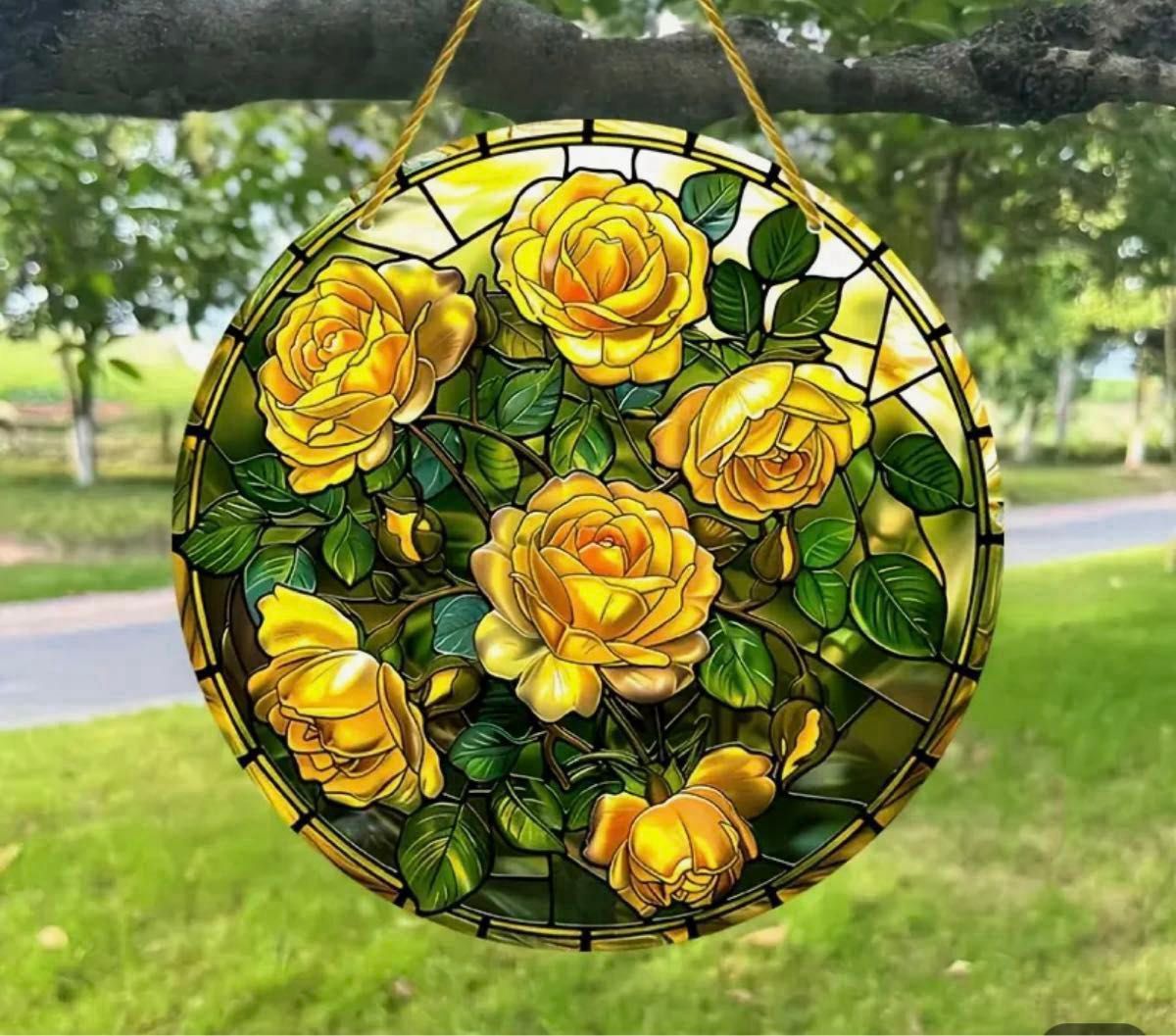 15×15cm】 特別まとめ値引きSALE中 薔薇雑貨 ステンドグラス風 15×15cm】 特別まとめ値引きSALE中 薔薇雑貨 ステンドグラス風