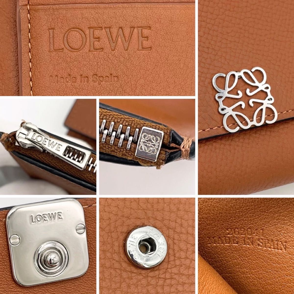 極美品】 LOEWE ロエベ アナグラム トライフォールドウォレット 極美品】 LOEWE ロエベ アナグラム トライフォールドウォレット