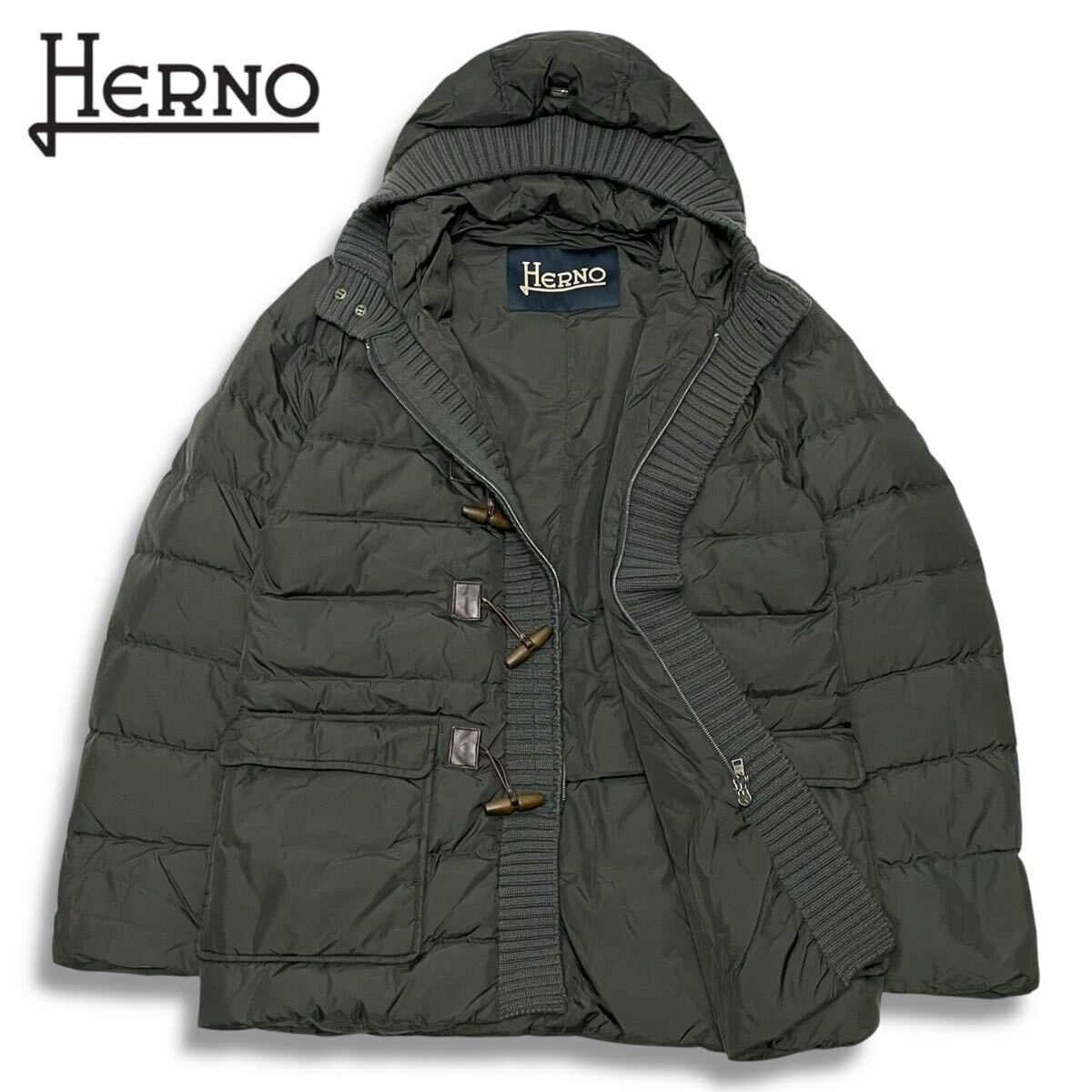 8 国内正規品 HERNO ヘルノ ニット切替 ダッフル coat ダウン 8 国内正規品 HERNO ヘルノ ニット切替 ダッフル coat ダウン