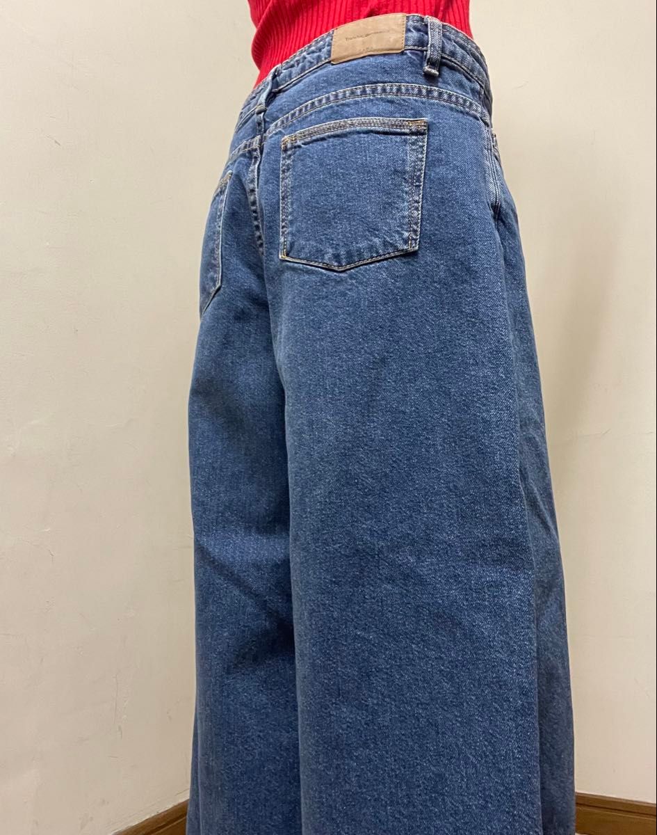 P00089 ZARA ザラ デニムパンツ 裾フリンジ バギー ワイドデニム P00089 ZARA ザラ デニムパンツ 裾フリンジ バギー ワイドデニム