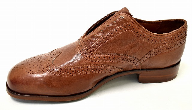 Florsheim by Duckie Brown フローシャイム ウイングチップシューズ 9D ダッキーブラウン LACELESS WING TIP SHOES レザー スリッポン_画像6