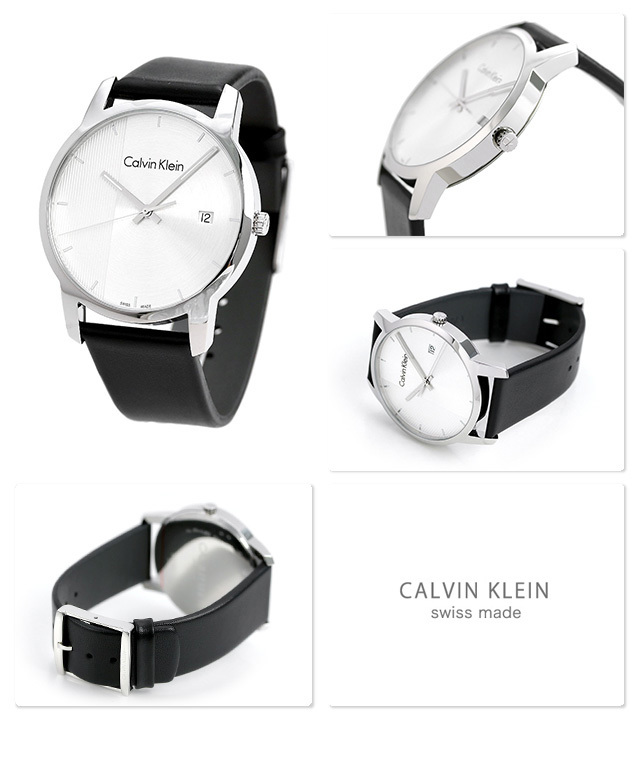 [ Calvin Klein CALVIN KLEIN ]city City серебряный / чёрная кожа ремешок мужской K2G2G1CX