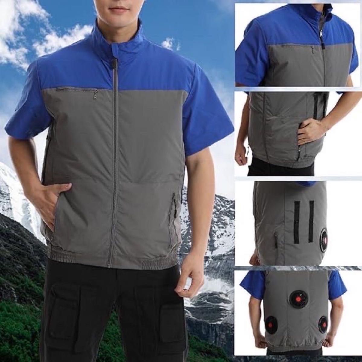 2XL 空調作業服 半袖 30000mAh 大容量 24V ドライブ 熱中症 2XL 空調作業服 冷却服 半袖 ファン付き 作業着 30000mAh 大容量