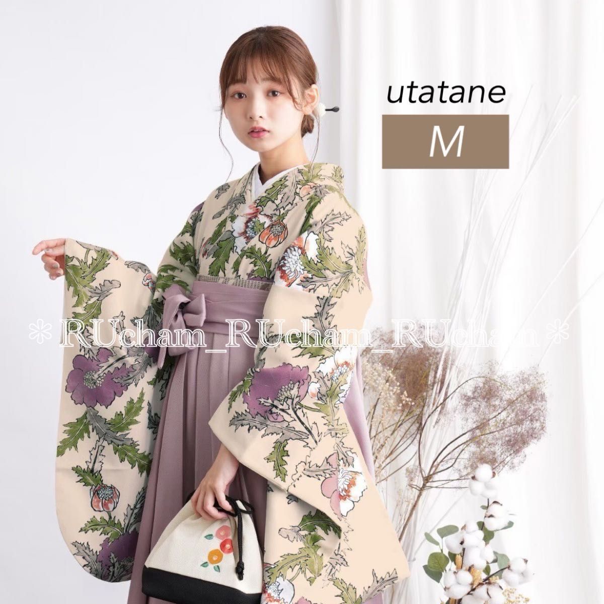 新品【紫のアネモネ】utatane ウタタネ 二尺袖 袴 Mサイズ