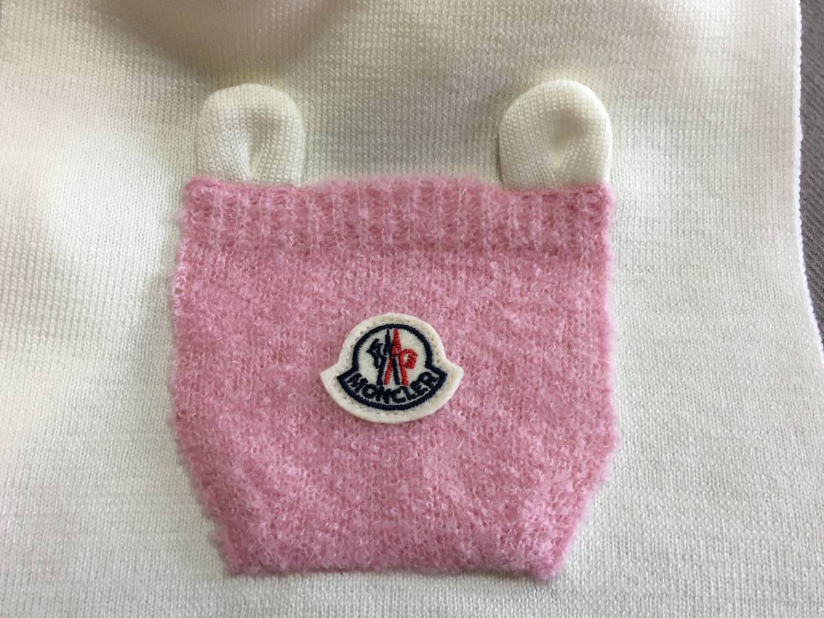  новый товар подлинный товар Moncler baby уголок имеется va- Gin шерсть вязаная шапка muffler комплект XXS MONCLER вязаная шапка Kids .. розовый 
