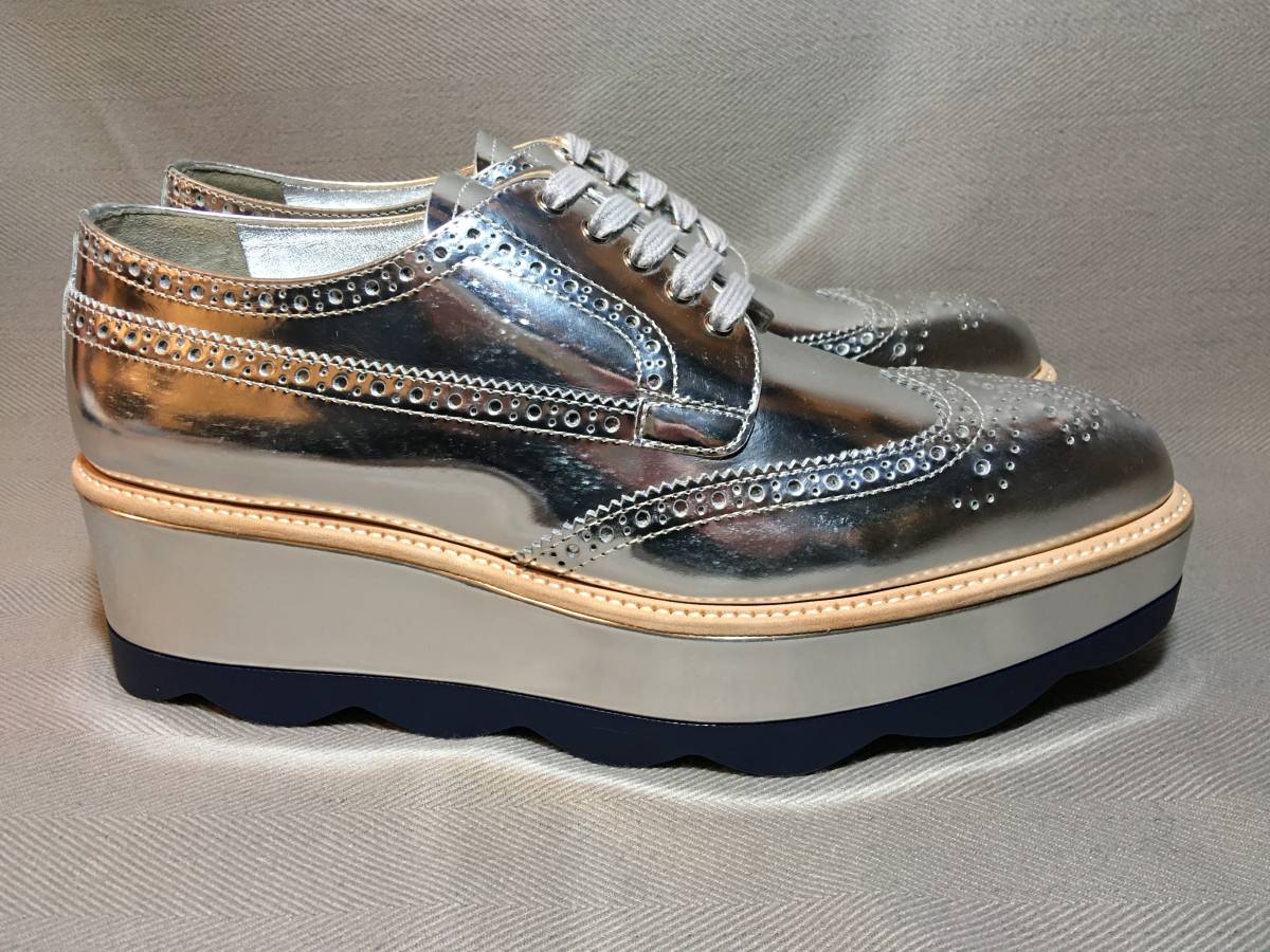 ヤフオク! - 新品 本物 PRADA プラダ ウイングチップ 厚底 レ ヤフオク! - 新品 本物 PRADA プラダ ウイングチップ 厚底 レ
