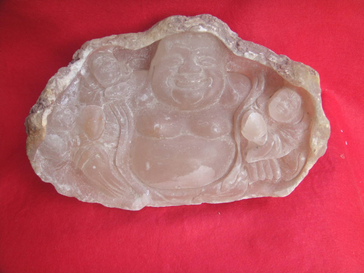 ■中国　凍石原石製　布袋尊と３童子：子宝ご利益　（希少）_画像1