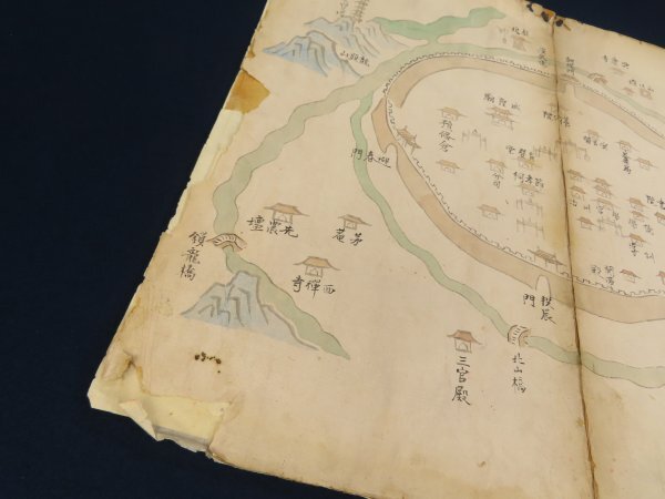 4 清朝期/中国 浙江省 古地図【安吉州城垣図】徐家匯蔵書印 着彩 4 清朝期/中国 浙江省 古地図【安吉州城垣図】徐家匯蔵書印 着彩