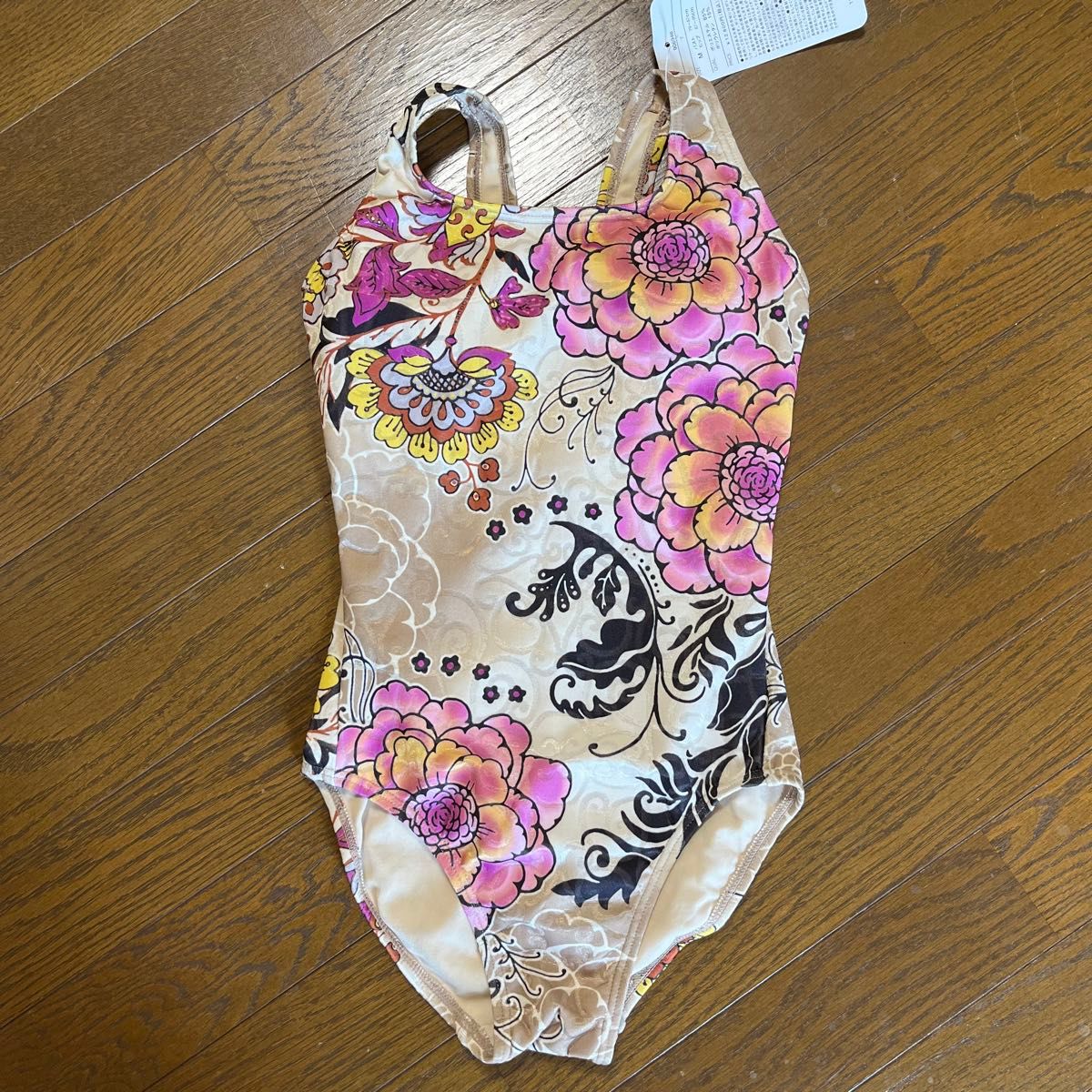 ワンピース 水着 花柄 織生地 オリエンタル柄