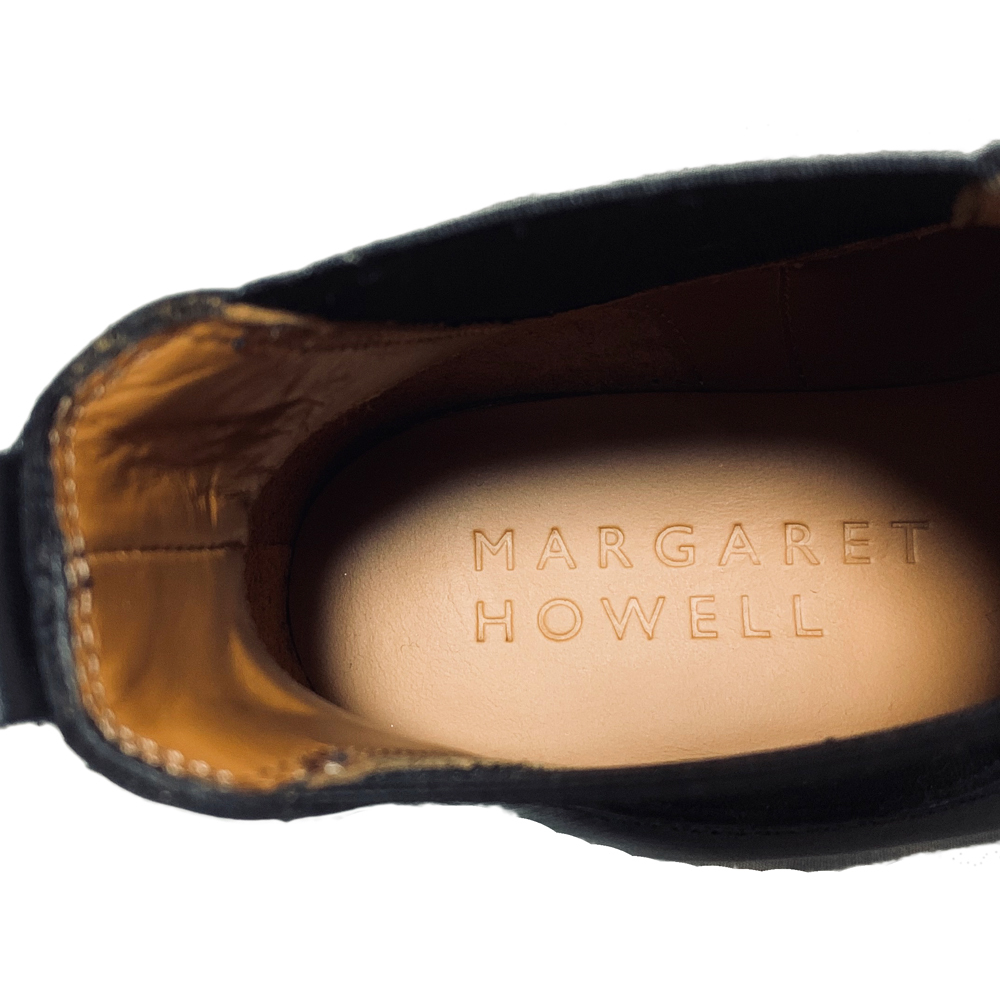  не использовался 2019 Margaret Howell premium линия со вставкой из резинки кожа ботинки 35.5 чёрный черный MARGARET HOWELL обычная цена 110000 иен 