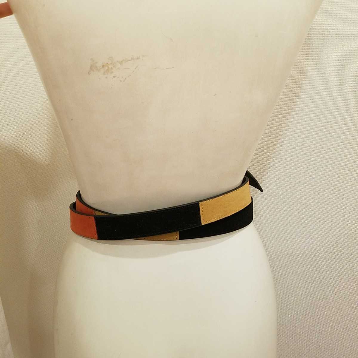 rienda tag equipped high waist 2 -ply belt 2 piece set 